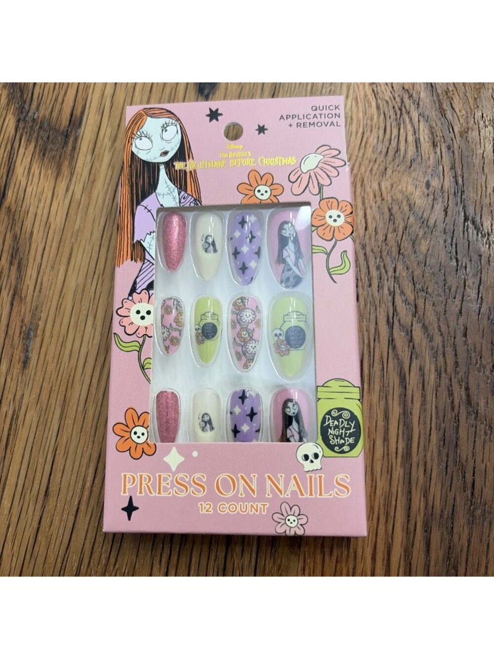 12 ct Nightmare Before Christmas SALLY Press-On Nails Halloween Stiletto Long